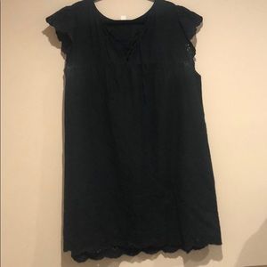 Old Navy Black Laser Cut Criss Cross Scallop Dress